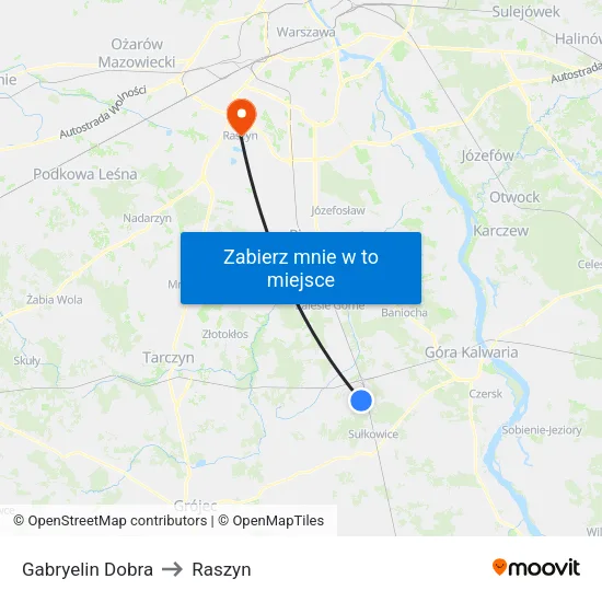 Gabryelin Dobra to Raszyn map