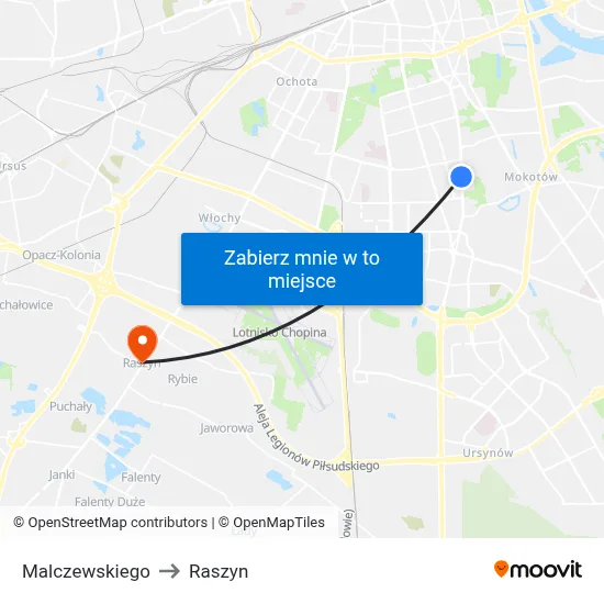 Malczewskiego to Raszyn map