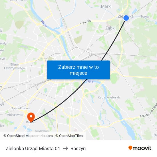 Zielonka Urząd Miasta 01 to Raszyn map