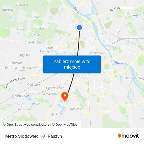 Metro Słodowiec to Raszyn map