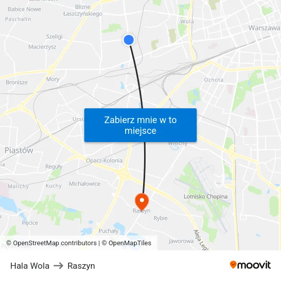 Hala Wola to Raszyn map