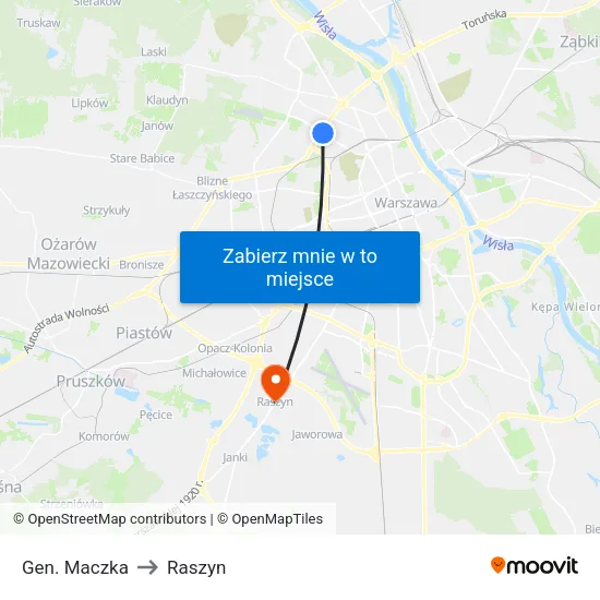 Gen. Maczka to Raszyn map