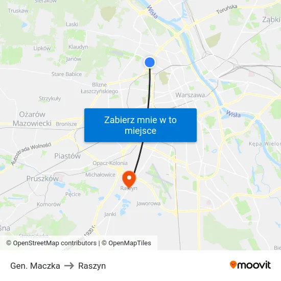 Gen. Maczka to Raszyn map