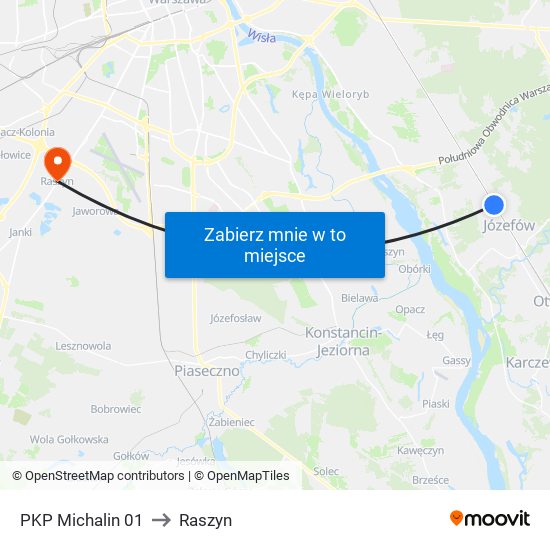 PKP Michalin 01 to Raszyn map