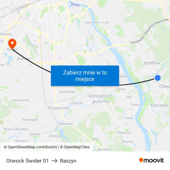 Otwock Świder 01 to Raszyn map