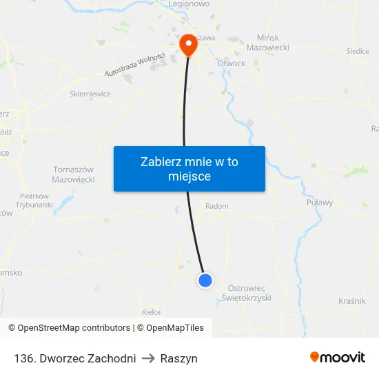 136. Dworzec Zachodni to Raszyn map