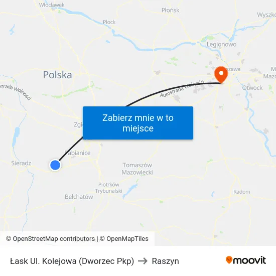 Łask Ul. Kolejowa (Dworzec Pkp) to Raszyn map