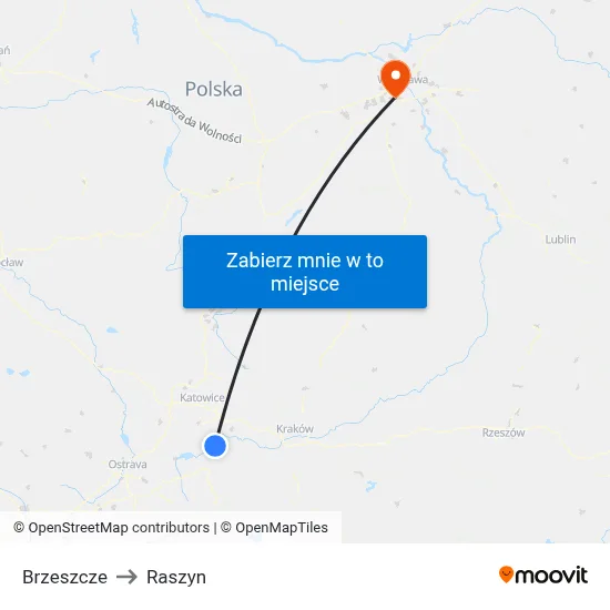 Brzeszcze to Raszyn map