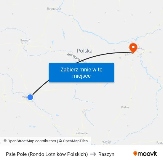 Psie Pole (Rondo Lotników Polskich) to Raszyn map