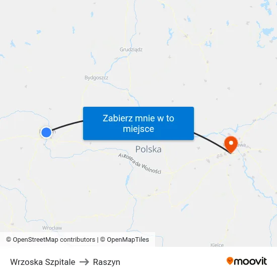 Wrzoska Szpitale to Raszyn map