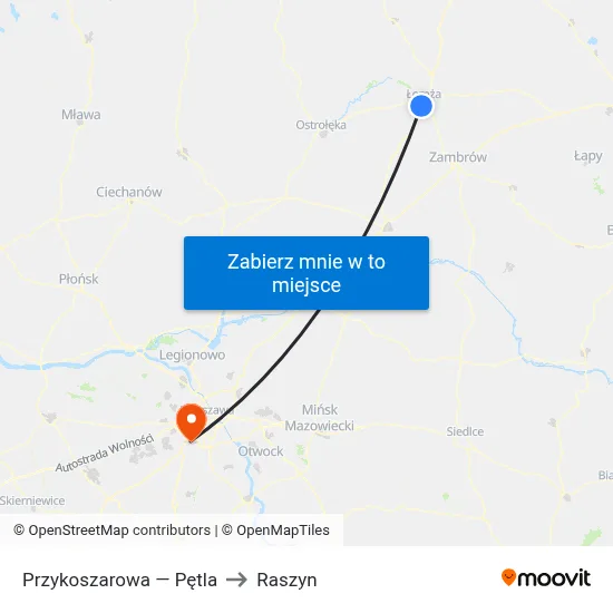 Przykoszarowa — Pętla to Raszyn map