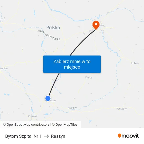 Bytom Szpital Nr 1 to Raszyn map