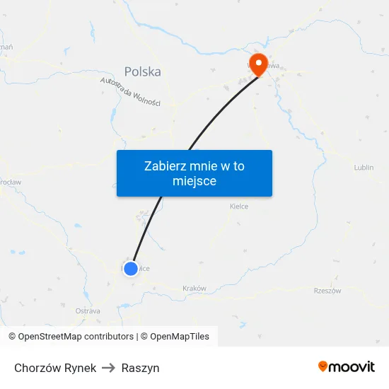 Chorzów Rynek to Raszyn map
