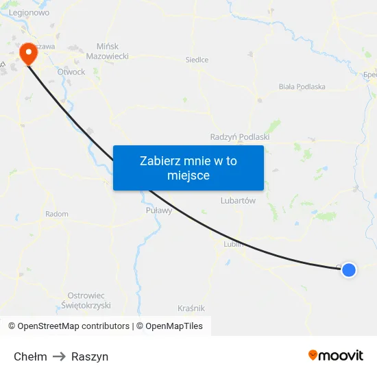 Chełm to Raszyn map