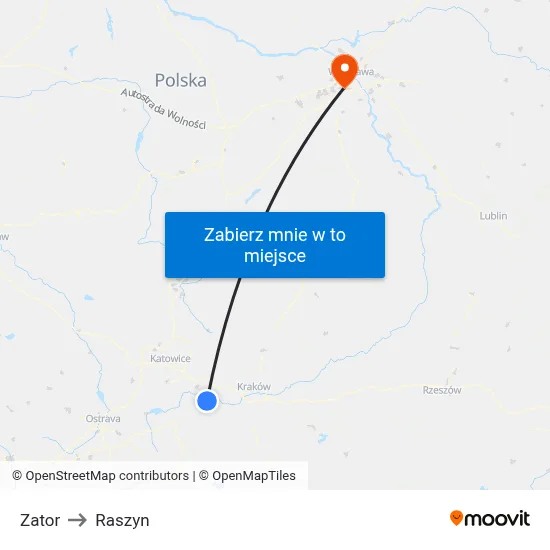 Zator to Raszyn map