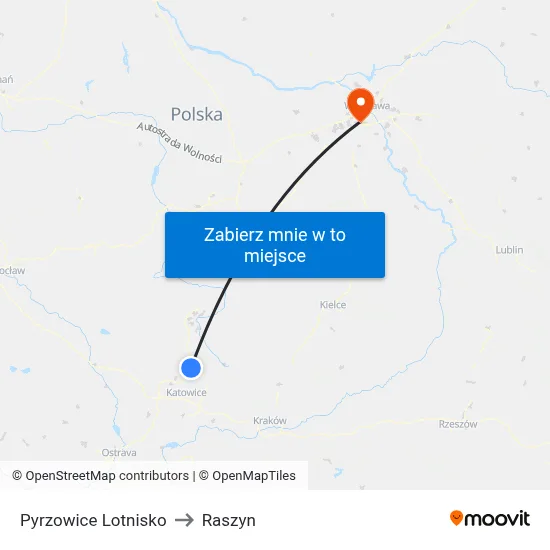 Pyrzowice Lotnisko to Raszyn map