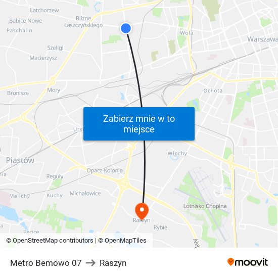 Metro Bemowo 07 to Raszyn map