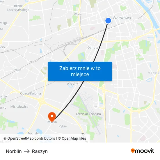 Norblin to Raszyn map