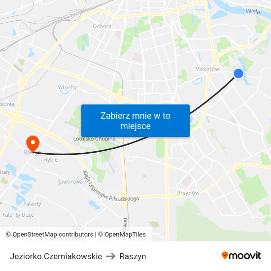 Jeziorko Czerniakowskie to Raszyn map