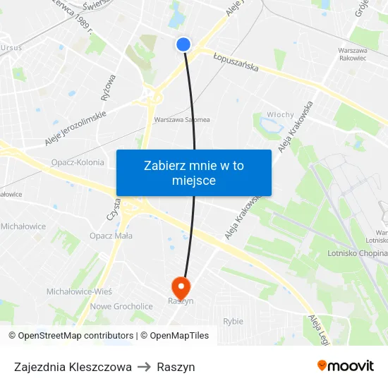 Zajezdnia Kleszczowa to Raszyn map