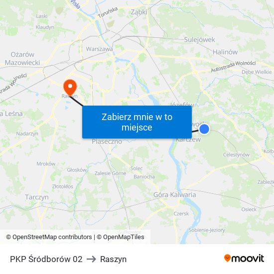 PKP Śródborów to Raszyn map