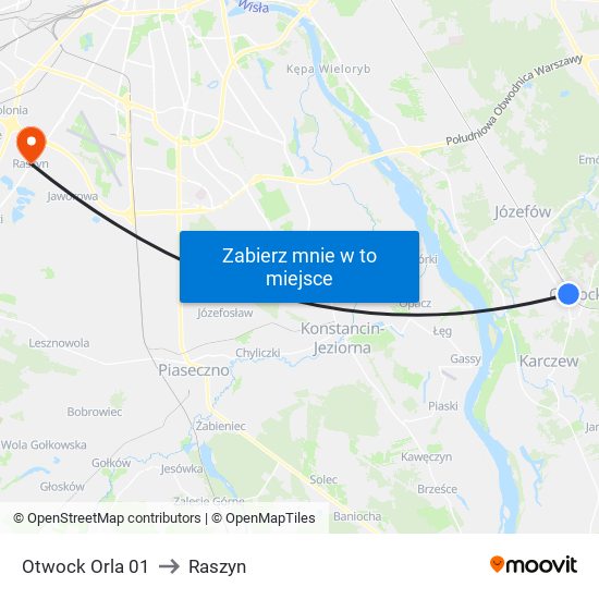 Otwock Orla 01 to Raszyn map