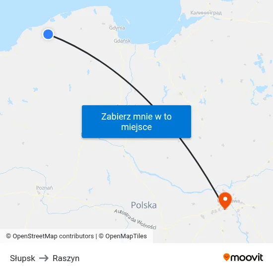 Słupsk to Raszyn map