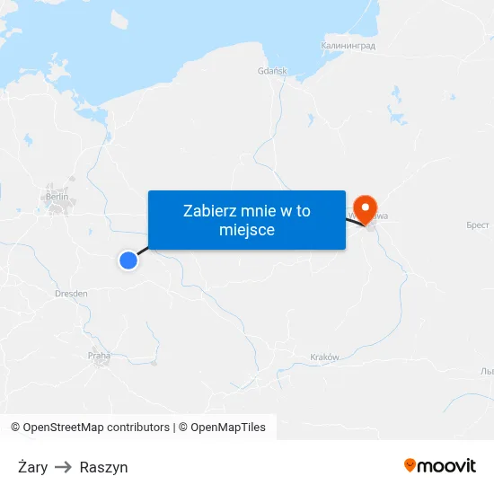 Żary to Raszyn map