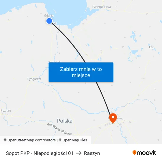 Sopot PKP - Niepodległości 01 to Raszyn map