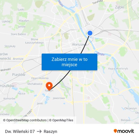 Dw. Wileński 07 to Raszyn map