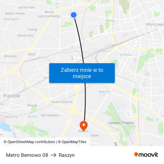 Metro Bemowo 08 to Raszyn map