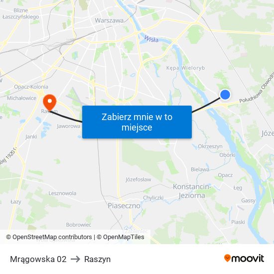 Mrągowska 02 to Raszyn map