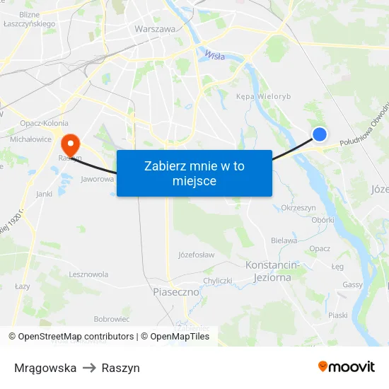 Mrągowska to Raszyn map