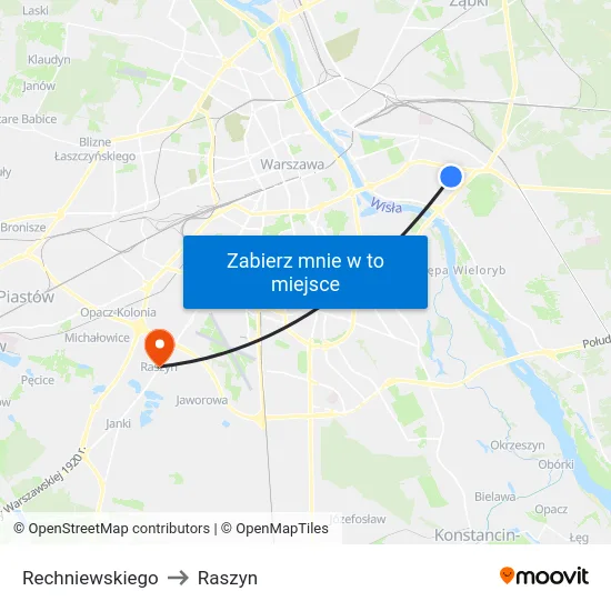 Rechniewskiego to Raszyn map