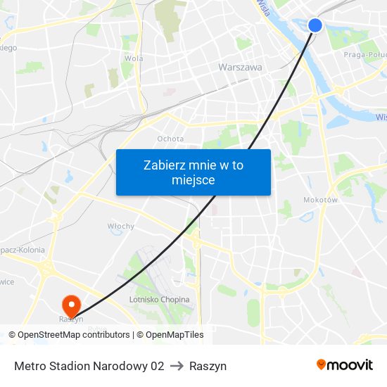 Metro Stadion Narodowy 02 to Raszyn map