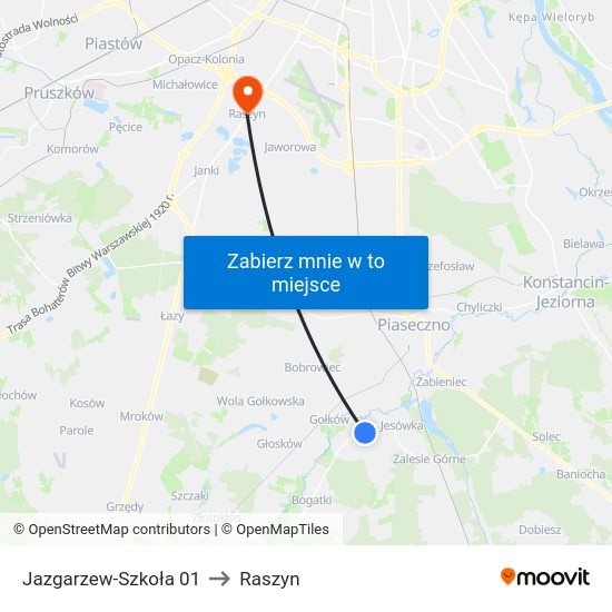 Jazgarzew-Szkoła 01 to Raszyn map