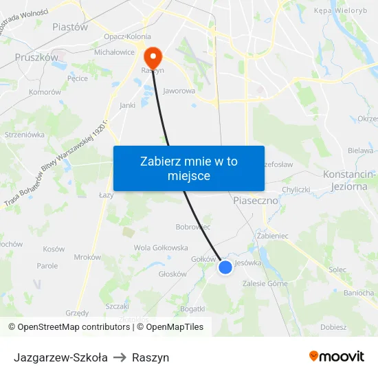 Jazgarzew - Szkoła to Raszyn map