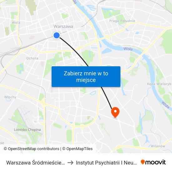 Warszawa Śródmieście WKD to Instytut Psychiatrii I Neurologii map