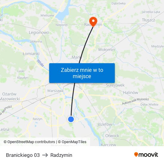 Miasteczko Wilanów to Radzymin map