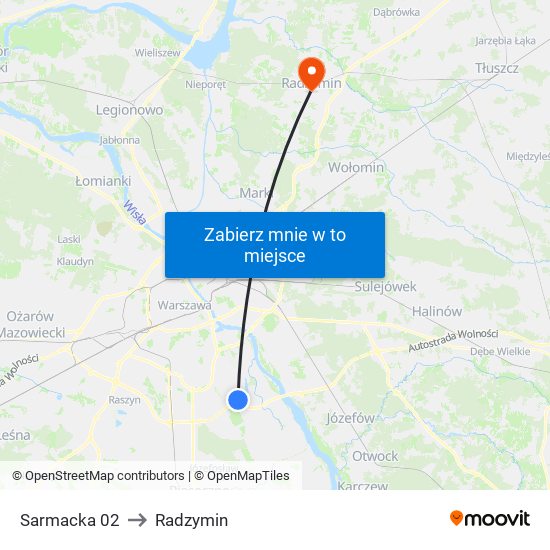 Sarmacka 02 to Radzymin map