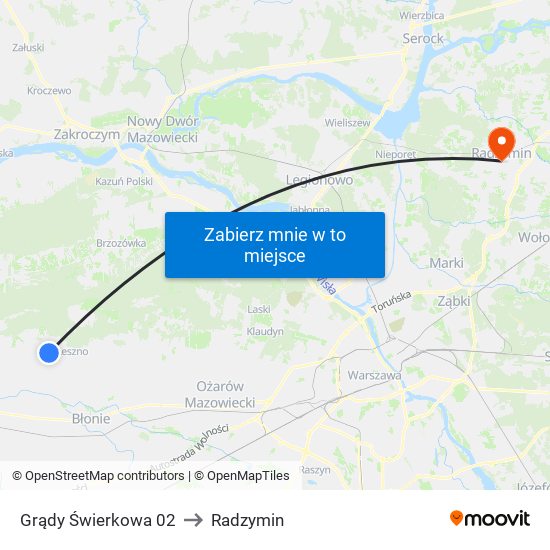 Grądy Świerkowa 02 to Radzymin map