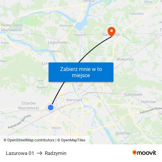 Lazurowa 01 to Radzymin map