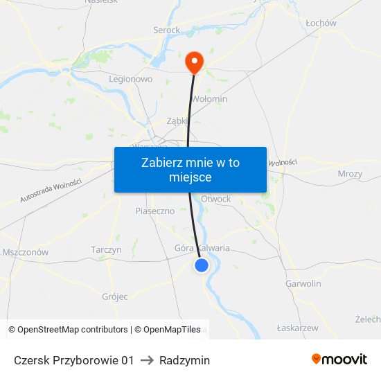 Czersk Przyborowie 01 to Radzymin map