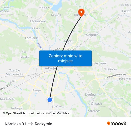 Kórnicka 01 to Radzymin map