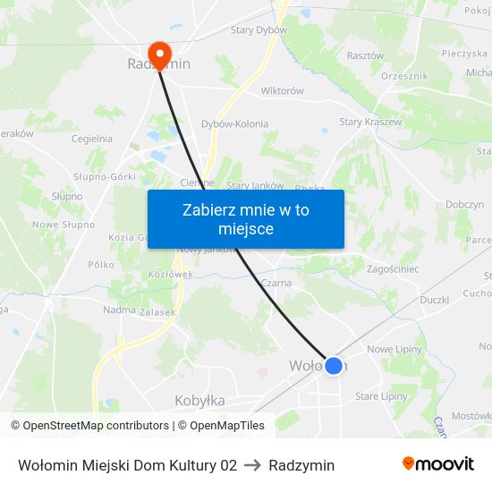 Wołomin Miejski Dom Kultury to Radzymin map