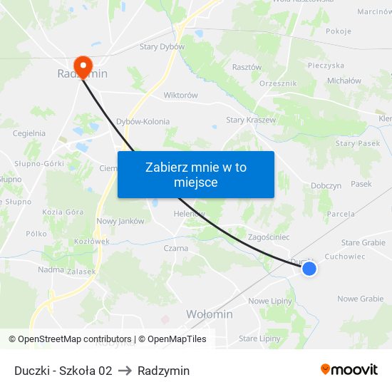 Duczki - Szkoła 02 to Radzymin map