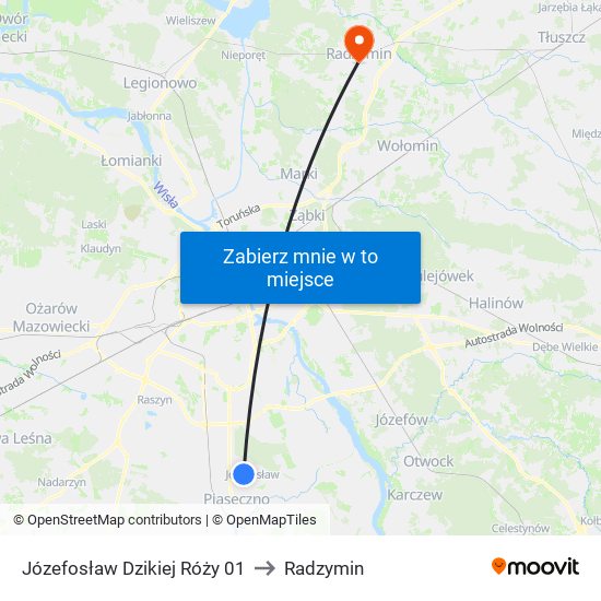 Józefosław Dzikiej Róży to Radzymin map