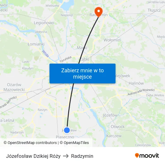 Józefosław Dzikiej Róży to Radzymin map