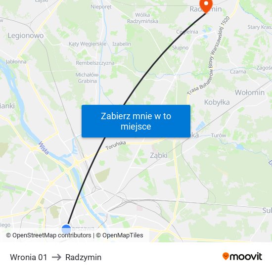 Wronia 01 to Radzymin map