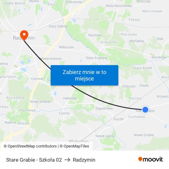 Stare Grabie - Szkoła 02 to Radzymin map